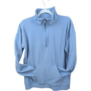 Marc New York Quarter Zip Blue Sweater Kangaroo Pocket Size M